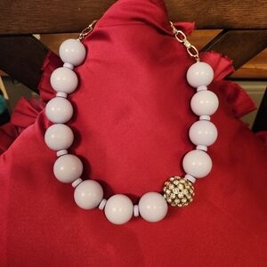 Elegant Lavender Beaded Necklace Chunky Rhinestone Statement Piece